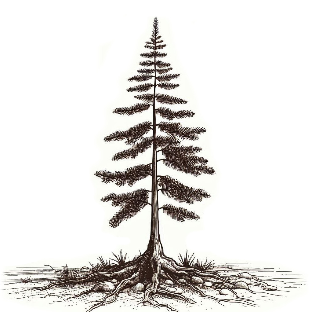 a sequoia tree seedling drawing